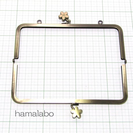【HA-401】メタルフラワー口金(18cm角型/ピンク×アンティーク)・カン付き