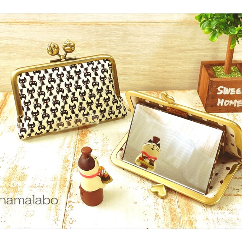 KT-2101】縫わずに作れる！横型がま口ミラーケース(立て鏡＆手鏡)の