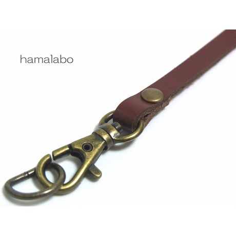 【HA-545】がま口用の革紐(かわひも)23cm（茶色×アンティーク金具)