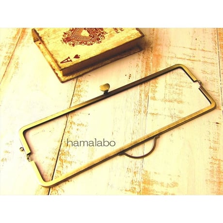 【HA-1621】持ち手付きの押し口金25.5cm/角型(アンティークゴールド)-扇子入れ用-