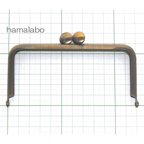 【HA-1398】12cm/角型口金(アンティークゴールド)-碁石つまみ-
