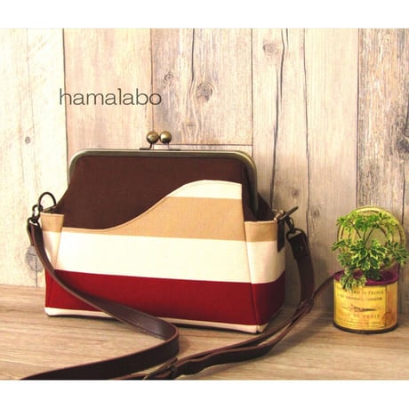 【KT-2078】がま口ポケットショルダーバッグの型紙＆レシピ【24cm/角型用】