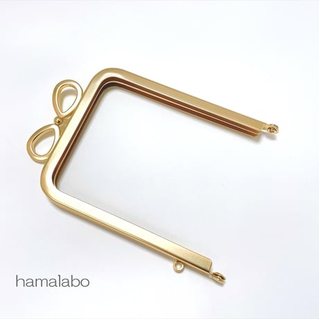 アウトレット＆サービス特価品！【HA-b1217】リボン口金 7.5cm角型/足長タイプ (ソフトゴールド)