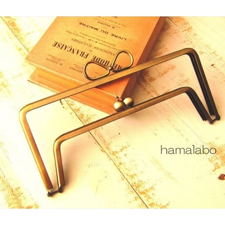 ☆特価☆【HA-1684】親子口金 22cm角型(リボン×碁石)アンティークゴールド