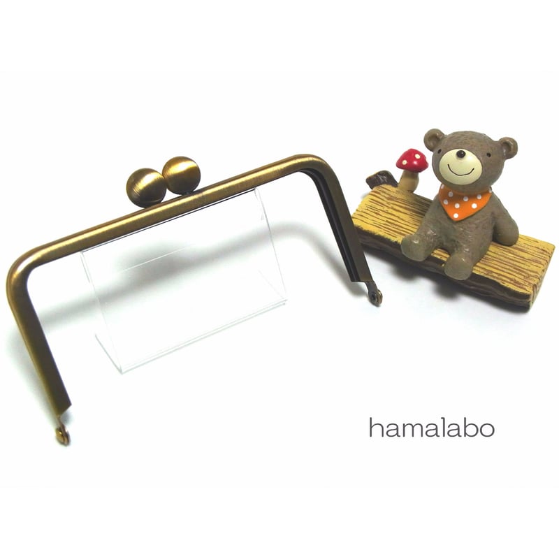 HA-1398】12cm/角型口金(アンティークゴールド)-碁石つまみ- | Hamalab