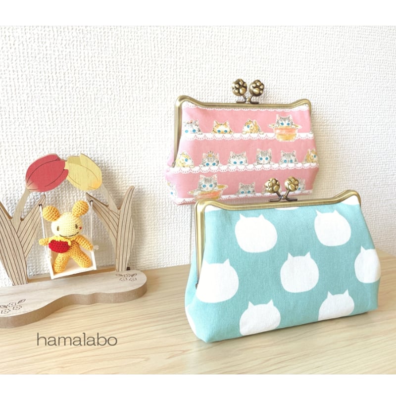 KT-2149】☆ネコ耳タイプ☆シンプル型がま口ポーチの型紙＆レシピ【M