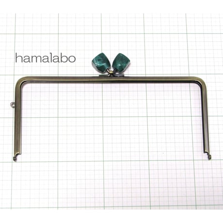 【HA-1306】22cm角型/ノブ型つまみ(グリーンマーブル×アンティークゴールド)