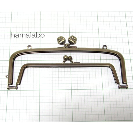 【HA-362】親子口金 19cm(肉球×アンティークゴールド)・カン付き