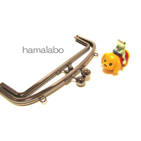 【HA-813】親子口金 20.4cm(大玉×ブラック)・カン付き