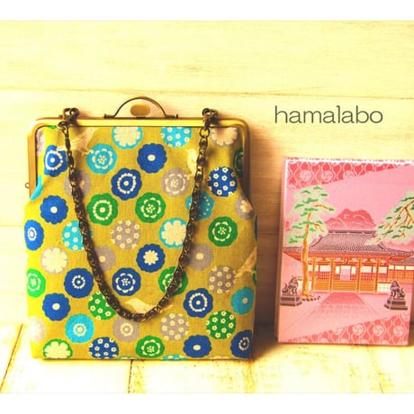 【HA-427】<ビスケット口金>18cm/角型(アンティークゴールド)・カン付き