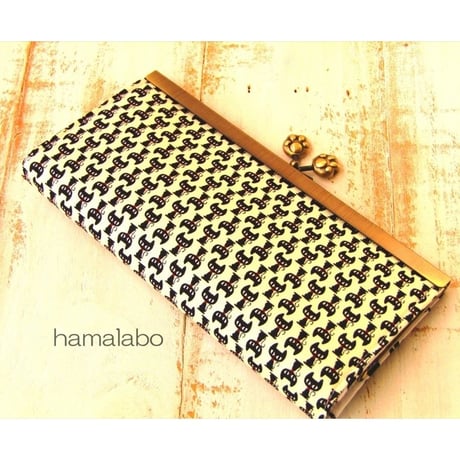 【HA-2297】19cm浮き足口金/ネコ玉×肉球(アンティークゴールド)