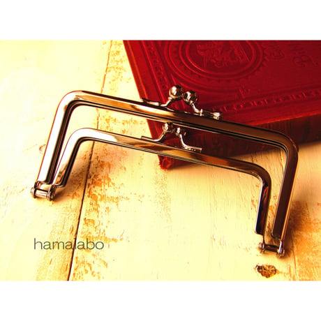 【HA-1371】親子口金12cm(竹の根ひねり×シルバー)