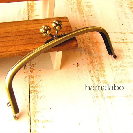 【HA-1558】17cm/くし型の口金/(肉球×アンティークゴールド)