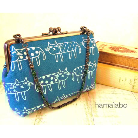 【KT-2030】仕切りがま口のシンプルポーチの型紙＆レシピ【19cm/三枚口用】