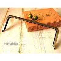 【HA-495】24cm角型口金(ちょっと大きな抹茶色の木玉×アンティークゴールド)＋(プラス)