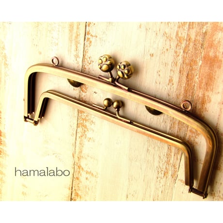 【HA-362】親子口金 19cm(肉球×アンティークゴールド)・カン付き