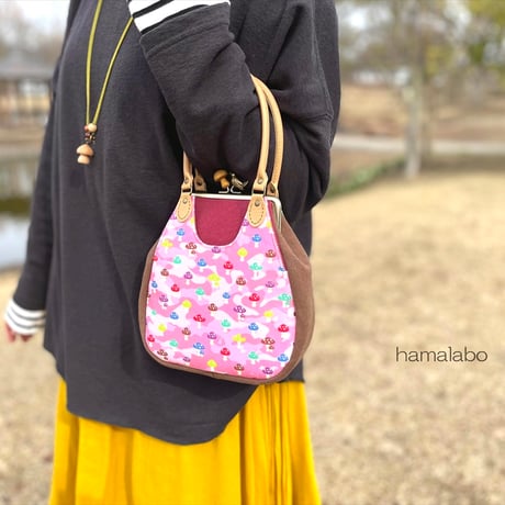 【KT-2133】がま口あおりプチバッグの型紙＆レシピ【12cm/角型用】