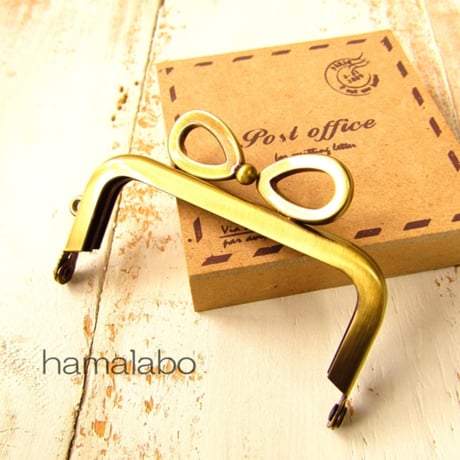 【HA-1903】7.5cm/角型口金(リボン×アンティークゴールド)