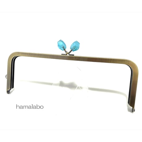 (販売終了)復活＆特価！【HA-2470】24cm角型口金/天然石風のストーン(ブルー)