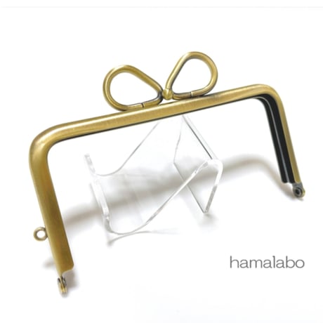 限定品＆大特価セール！【HA-2575】リングリボン口金/12cm角型(アンティークゴールド)