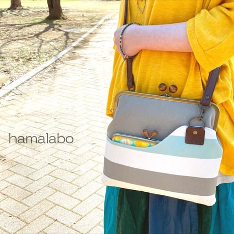 【HA-2243】24cm角型口金/ノブ型つまみ(グリーンマーブル×アンティークゴールド)＋(プラス)