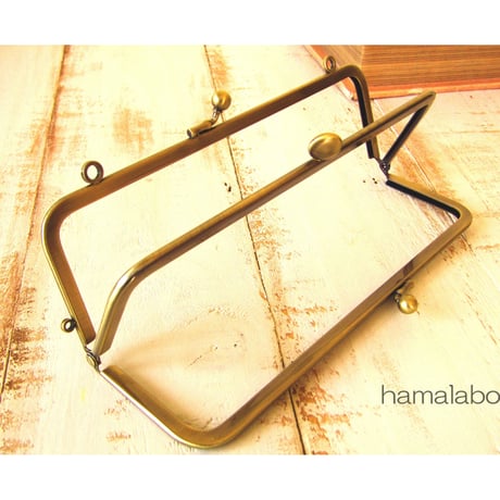 【HA-466】三枚口(二口口金)19cm/(竹の根ひねり×アンティークゴールド)・カン付き