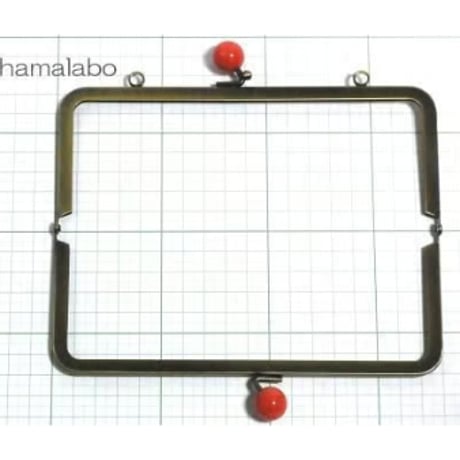 【HA-1213】18cm/角型(赤玉×アンティークゴールド)・カン付き