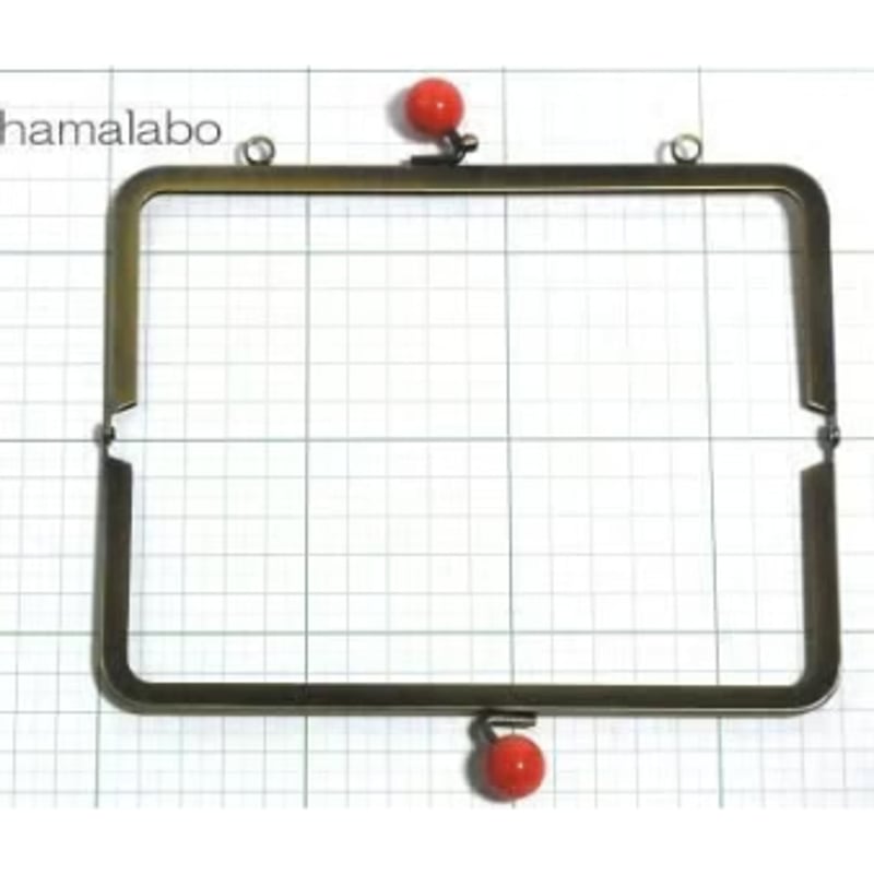 HA-1213】18cm/角型(赤玉×アンティークゴールド)・カン付き | Hamalabo