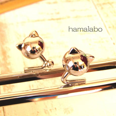 【HA-483】12cm/角型(ネコ玉×シルバー)