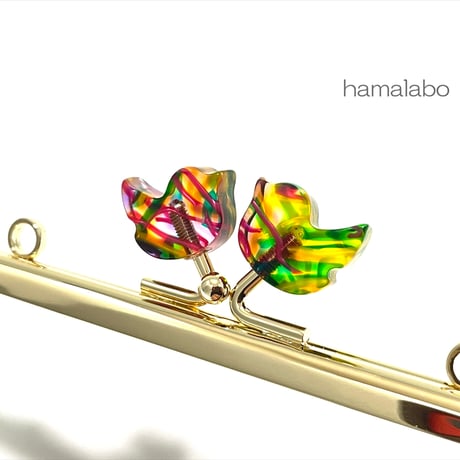 在庫調整で今だけ30％引き！【HA-b1125】12cm角型口金/コトリ型(レトロ模様)/ゴールド/カン付き