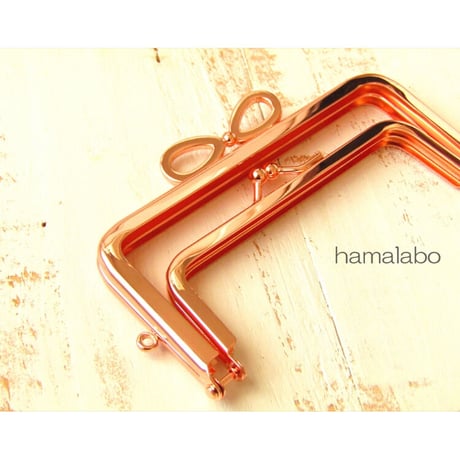 【HA-1770】親子口金12cm(リボン×ローズゴールド)