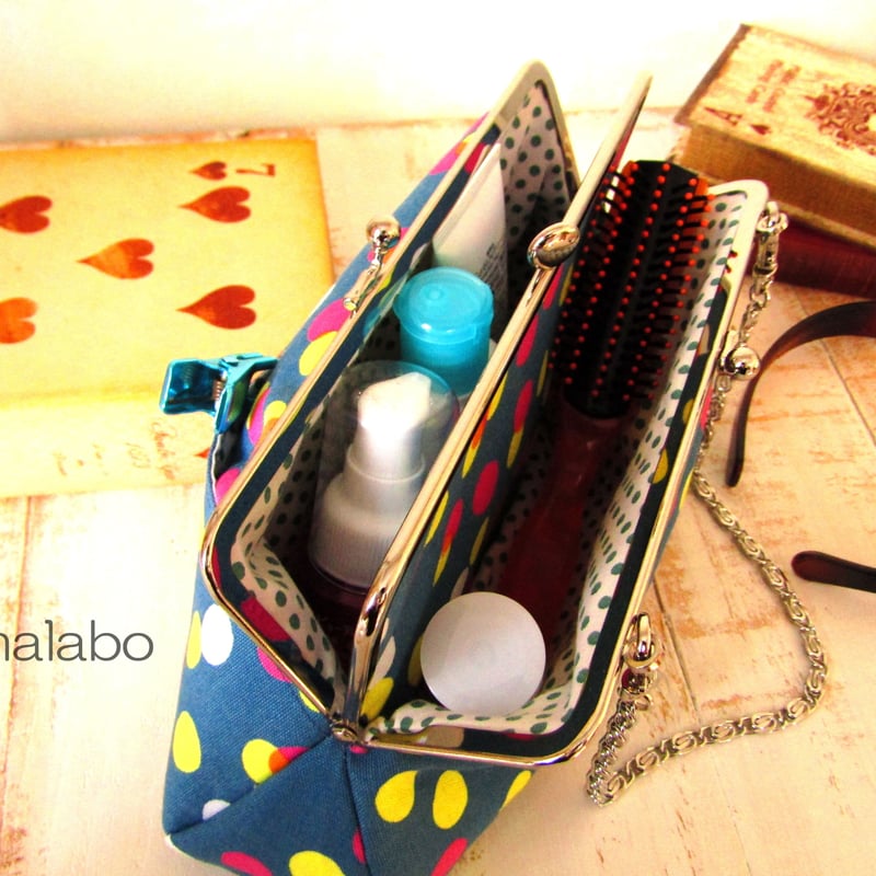 KT-2029】仕切りがま口のトラベルポーチ(マチ別)の型紙＆レシピ【19cm