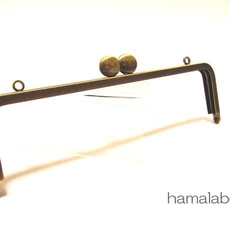 【HA-137】富士山刻印の碁石口金 16.5cm/角型(アンティークゴールド)カン付き