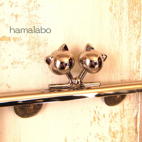 【HA-483】12cm/角型(ネコ玉×シルバー)