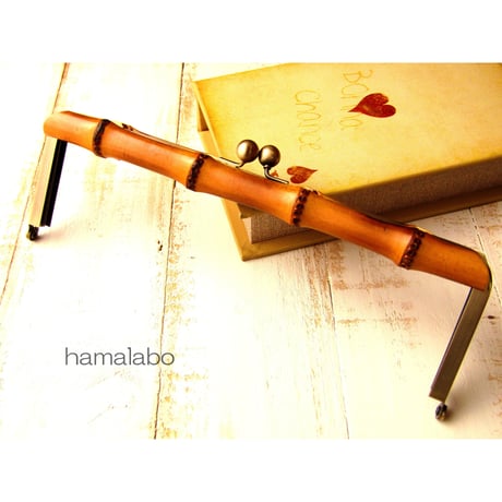 (販売終了)【HA-1373】竹の口金27cm(アンティークゴールド)-薄焼き-