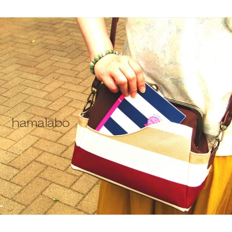 【KT-2078】がま口ポケットショルダーバッグの型紙＆レシピ【24cm/角型用】