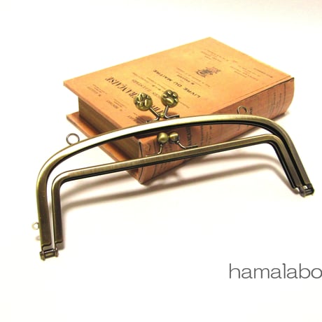 【HA-809】親子口金 20.4cm(肉球×アンティーク)・カン付き