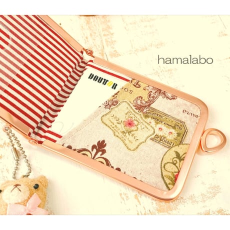 【HA-2110】リボン口金 7.5cm角型/足長タイプ (ソフトピンク)