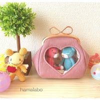 【KT-2154】☆ハート窓＆マチ別タイプ☆推しぬい用がま口ポーチの型紙＆レシピ【9.9cm/くし型用】