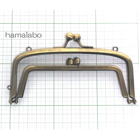 【HA-156】親子口金 14.5cm(ミニアメ玉×碁石)・カン付き