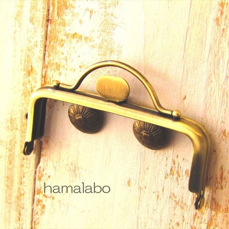 【HA-1575】持ち手付きの押し口金8.5cm/角型(アンティークゴールド)