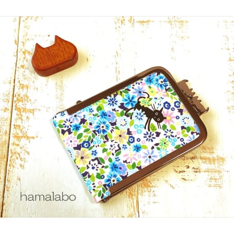 【HA-2038】ぽっちゃりネコ太の口金 7.5cm角型/足長タイプ (ブラック)