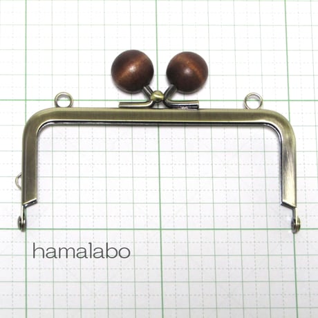 【HA-164】10cm/角型(茶色の木玉×アンティークゴールド)・カン付き