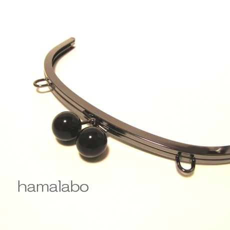 【HA-395】24cmくし型/(大きな黒玉×ブラック)・カン付き