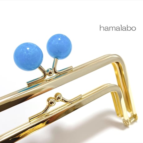 (販売終了)限定＆特価！【HA-2461】親子口金 12cm/ブルーペクトライト玉/ゴールド