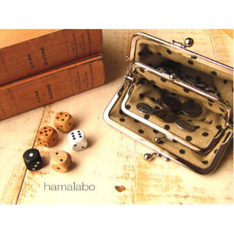 (廃盤予定)【HA-1975】「ネコの親子」の親子口金 12cm/角型(ブラック)