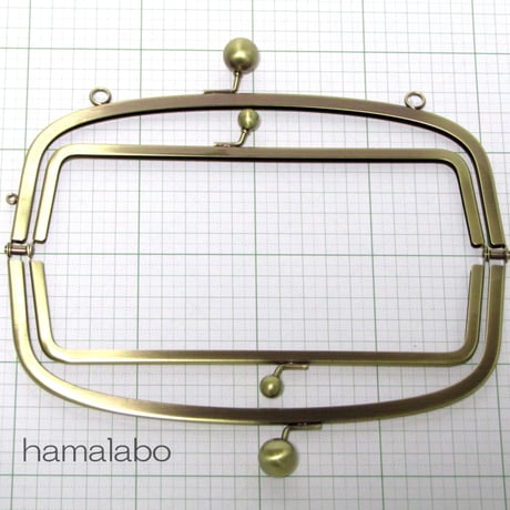 【HA-814】親子口金 20.4cm(大玉×アンティークゴールド)・カン付き