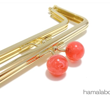 (販売終了)限定＆特価！【HA-2460】親子口金 12cm/インカローズ玉/ゴールド