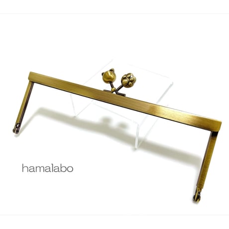 【HA-2297】19cm浮き足口金/ネコ玉×肉球(アンティークゴールド)