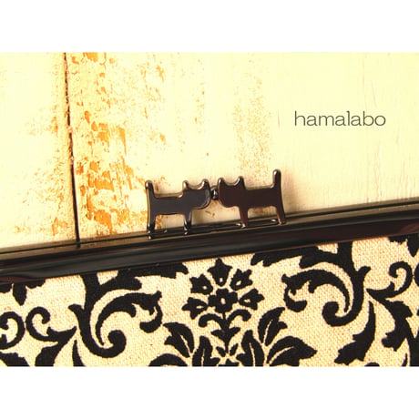 <廃盤>【HA-1317】ペアネコ口金/12cm角型(アンティークゴールド)